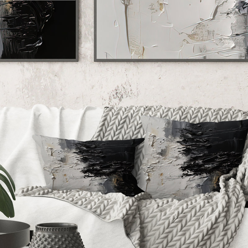 Coussin blanc et noir Tranquility Unleashed II, H 16 po x l 16 po, Carré