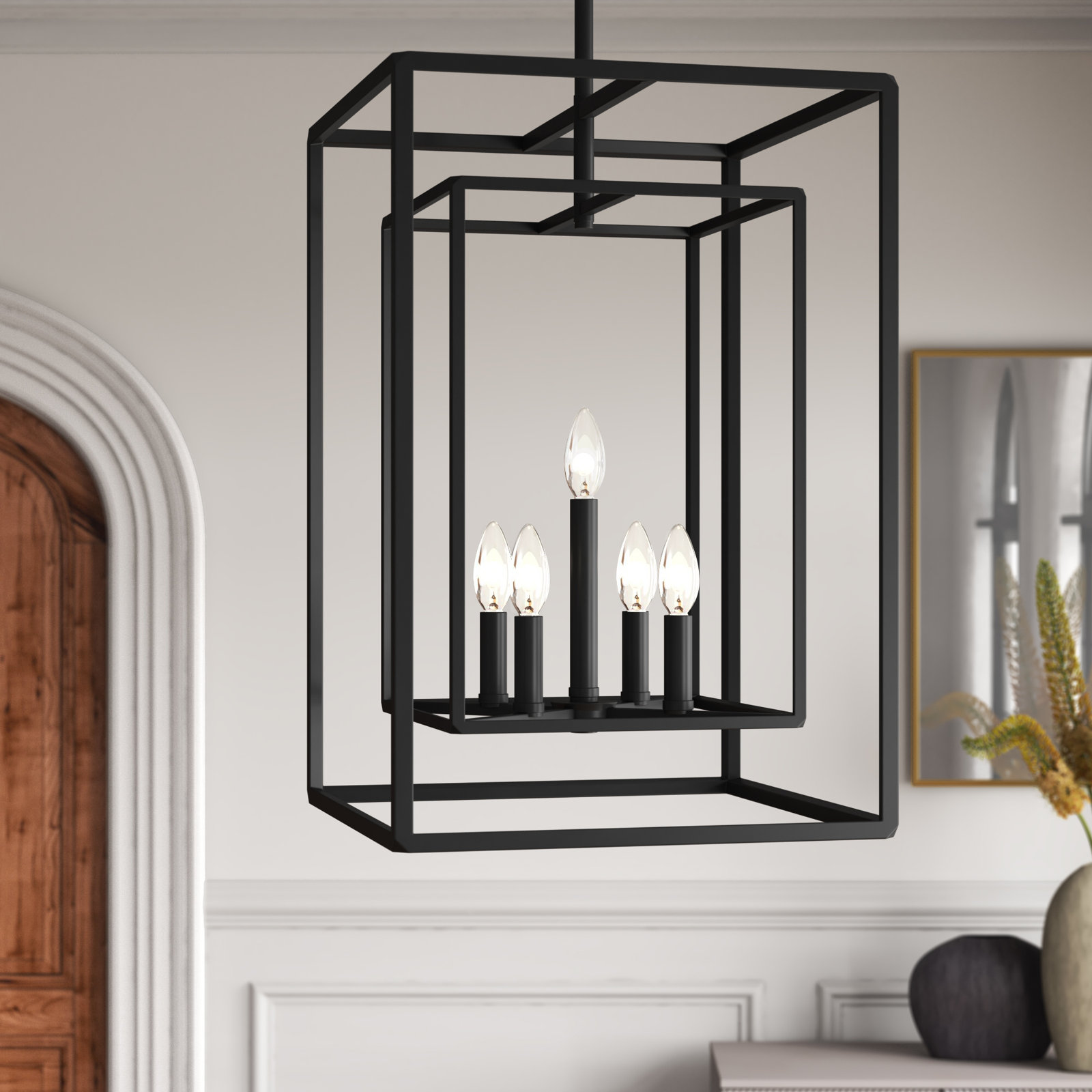 Carina 5 - Light Dimmable Lantern Chandelier, Bronze