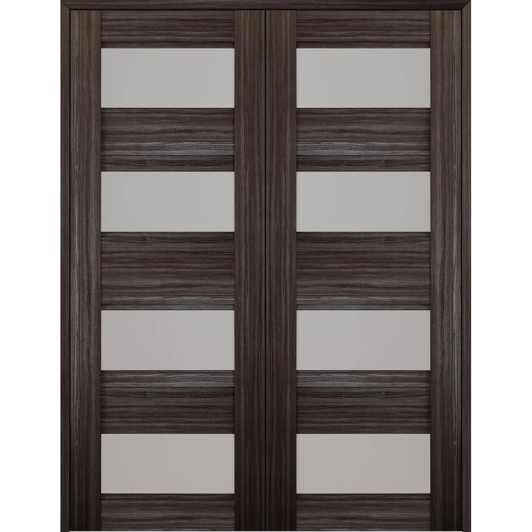 Della Solid Manufactured Wood and Glass Paneled Prefinished Standard Double Door Belldinni 