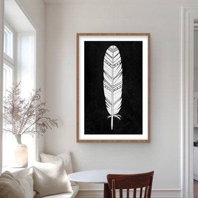Native American Feather - Black Ethnic Framed Print Decor