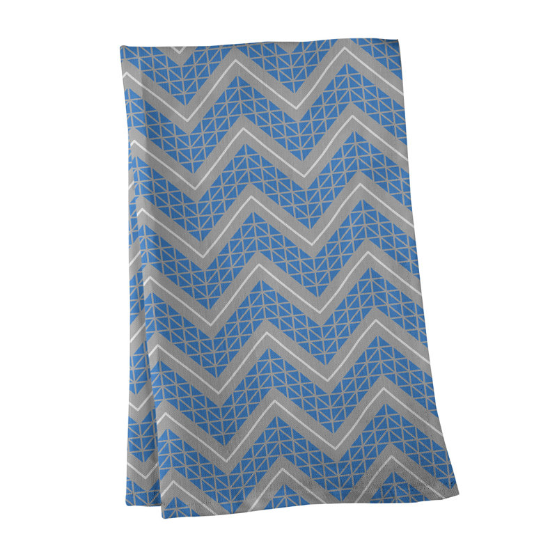 Stephenie Tea Towel Kitchen Towel, Blue/Gray/White, Cotton Twill