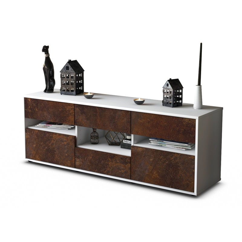 Yarber TV Stand, Rust / Matte White