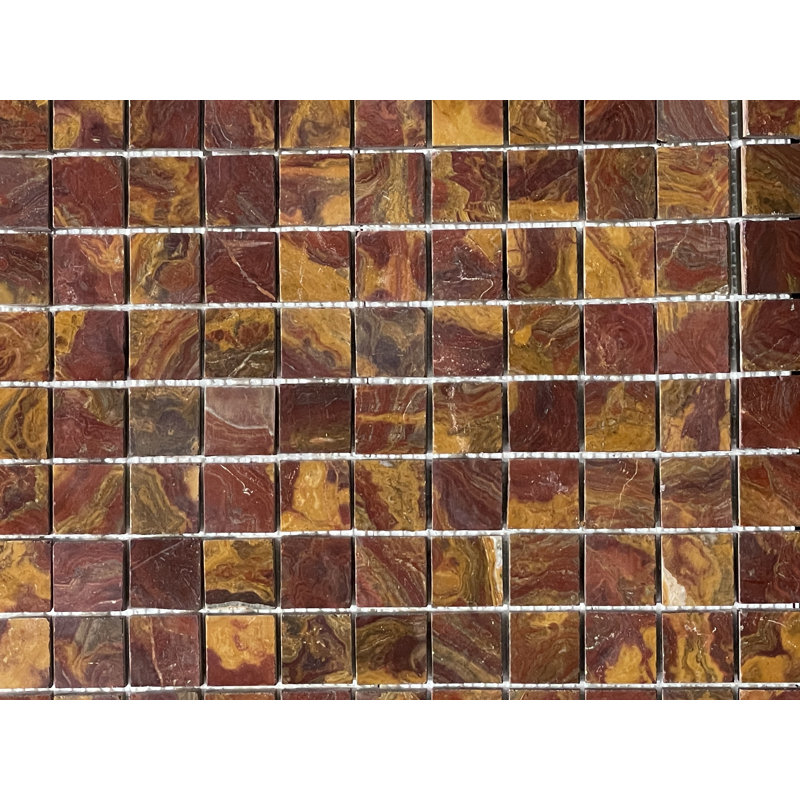 1" x 1" Natural Stone Mosaic Tile, Red