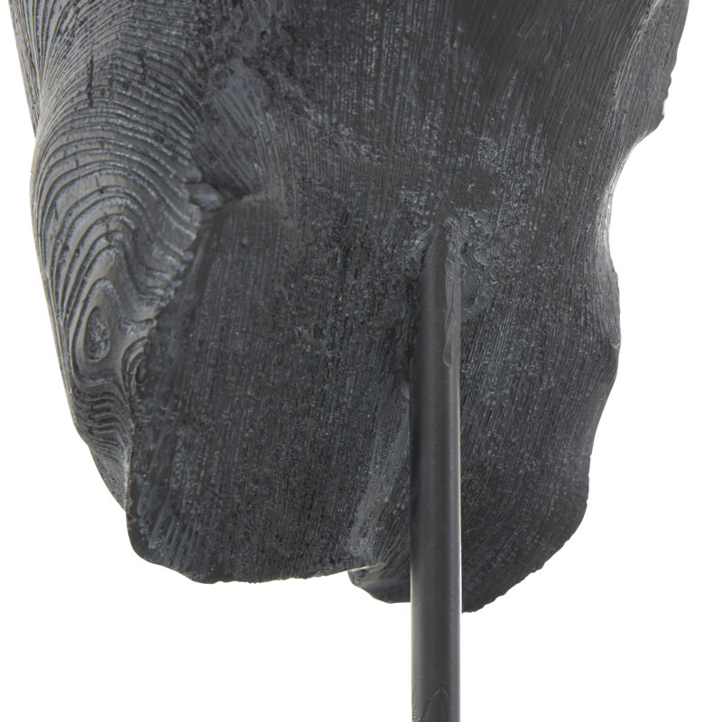 Cleaster Resin Horse Decorative Black Sculpture with Black Rectangular Base