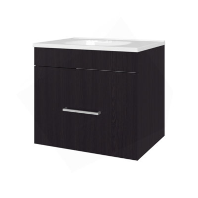 Ensemble de meuble-lavabo flottant à 1 tiroir avec lavabo Wengue