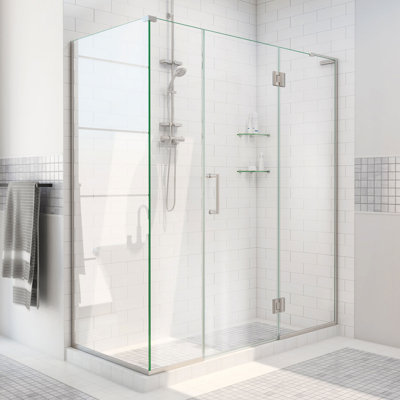 Cabine de douche à charnière sans cadre DreamLine Unidoor-X l 64 po x P 30 3/8 po x H 72 po en nickel brossé