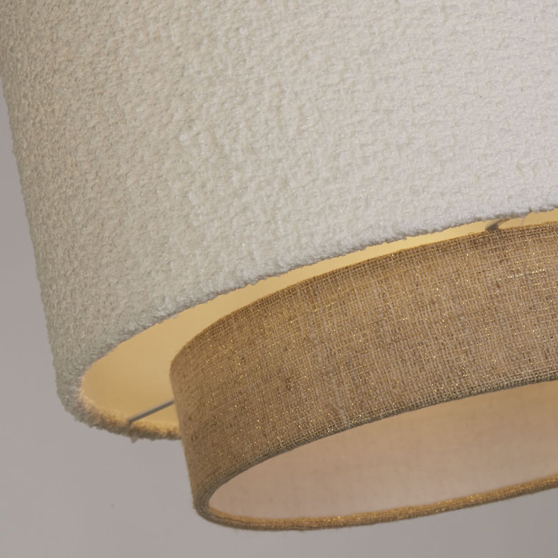 24cm H Boucle And Linen Outer, Plastic Inner Traditional in White And Gold
