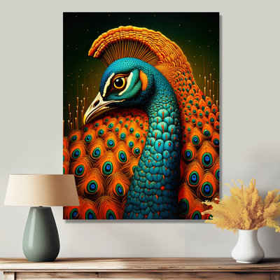 Magnifique paon bleu, art mural salon paon