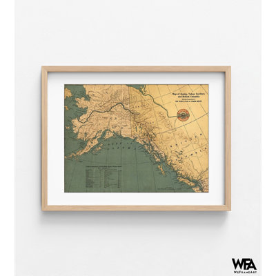Alaska, territoire du Yukon et Colombie-Britannique, montrant les connexions du col blanc et de la route du Yukon 19, impression de carte ancienne, décor de bureau rustique