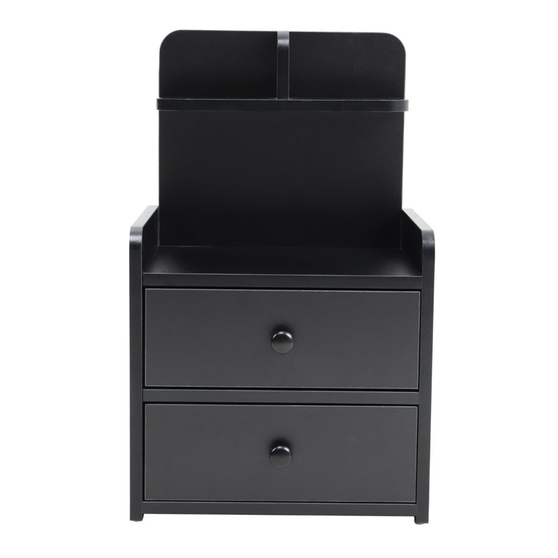 Torin 36.5cm W Manufactured Wood Bedside Table, Black