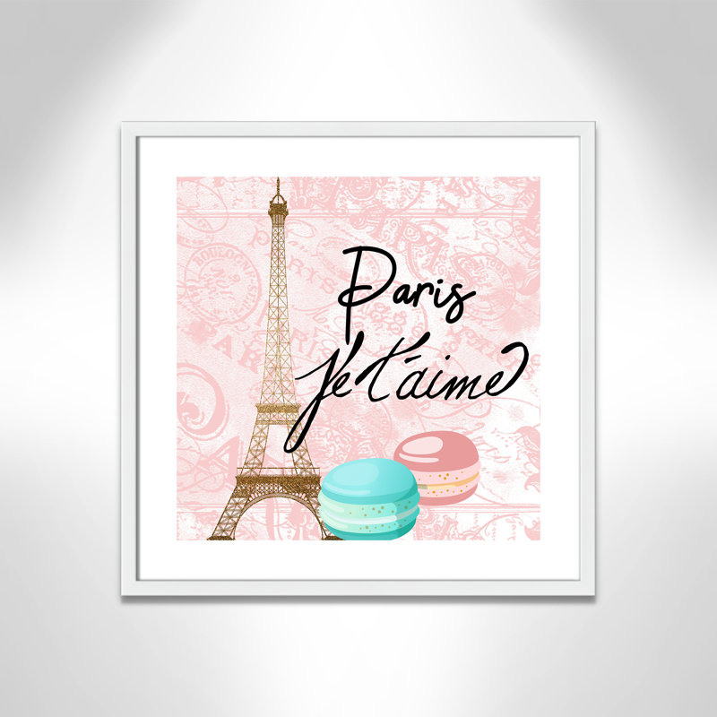 Bonjour paris 1, H 23,5 po x l 23,5 po x P 1,19 po, Encadré de boîte blanc