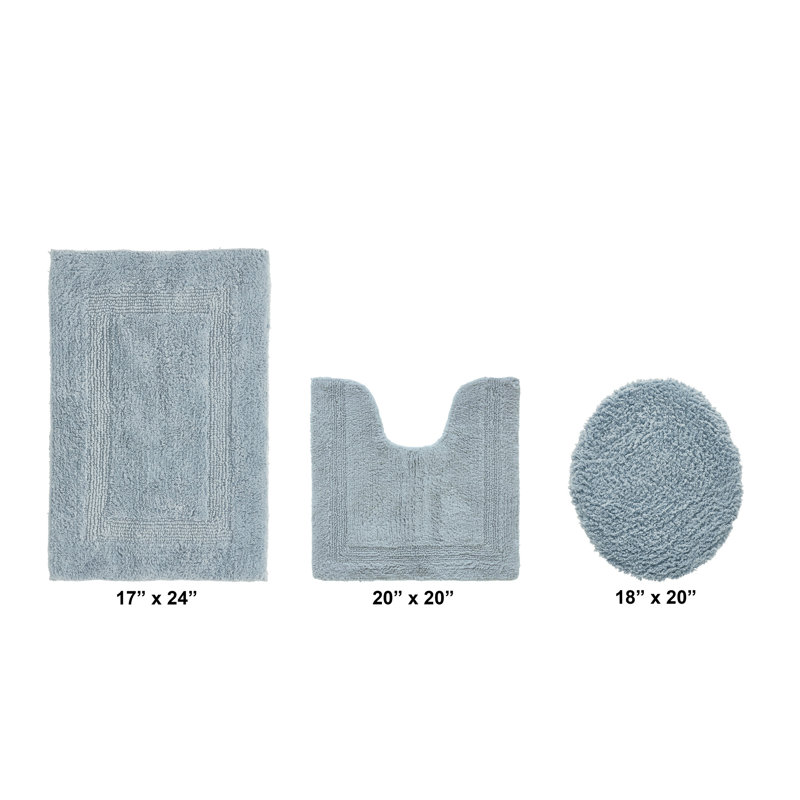 Annerose Premium 100% Cotton 3 Piece Bath Rug Sets, Machine Washable, Super Absorbent & Tufted Weave Reversible Bath Mat for Bathroom, Shower, and Tub, Oeko-Tex Certified Bathroom Rugs