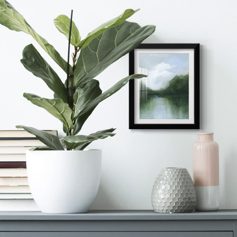 Raffia Palm II, reproduction encadrée, Papier avec cadre noir, Blanc