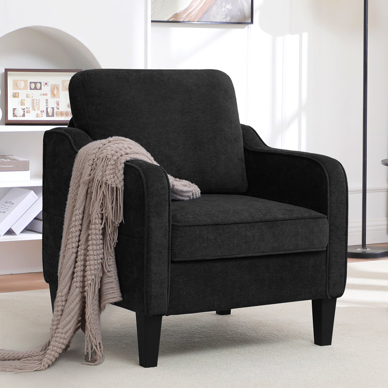 Mid-Century Accent Chairs Featuring Removable Cushions, Black