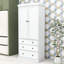 Kitchen Pantry, Freestanding Tall Cupboard Storage Cabinet with 3 Drawers and Adjustable Shelves-1721718462