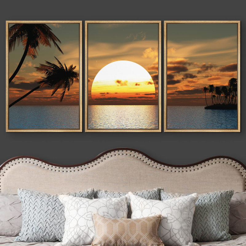 Tropical Sunon Beach Paradis Nature Photographie Réalisme Rustique, H 36 po x l 72 po, Cadre naturel flottant