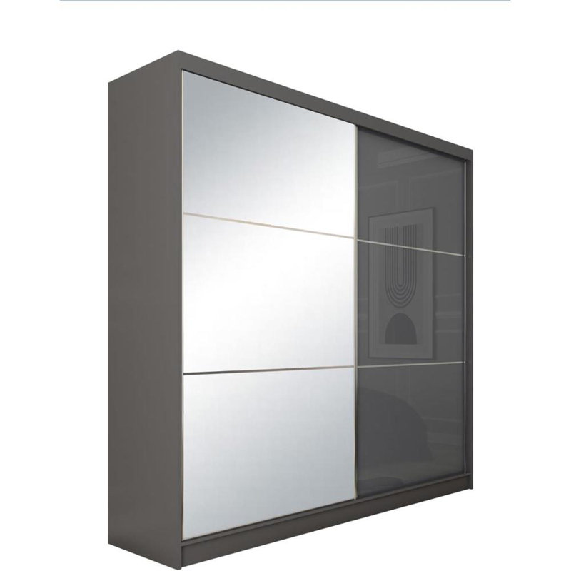 Bubik 2 Door Sliding Wardrobe, Gray