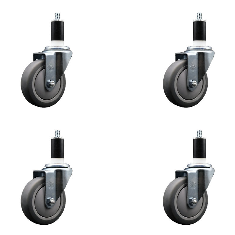 Ensemble de roulettes extensibles en caoutchouc et en caoutchouc thermoplastique SCC NB 4 po x 1-3 / 8 po