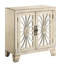 Armoire de table blanc antique antique - 2 portes, pieds fuselés rectangulaires, 1 tablette de rangement et miroir à l'avant assemblés: l 28 po x P 15 po x H 32 po x l 28 po x P 15 po