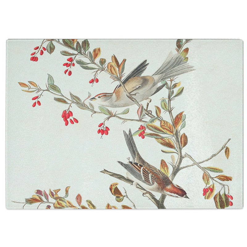 Tempered Glass Tree Sparrows by John James Audubon Cutting Board, 39 cm W x 28.5 cm L