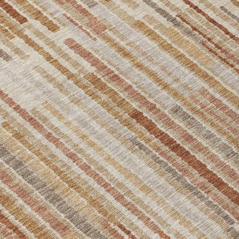Tapis terre cuite lavable à la machine intérieur / extérieur Xhevrie, Rectangulaire 3 pi x 5 pi