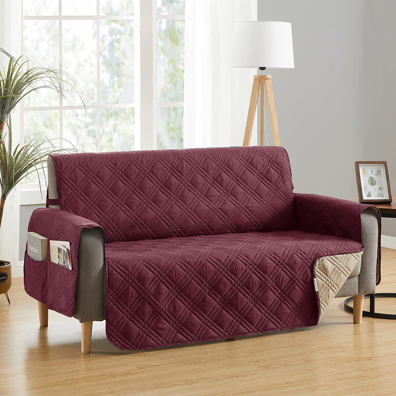 Housse pour canapé à coussins carrés/rectangulaires, 100 % polyester bourgogne, H 3,54 po x l 12 po x P 12,6 po
