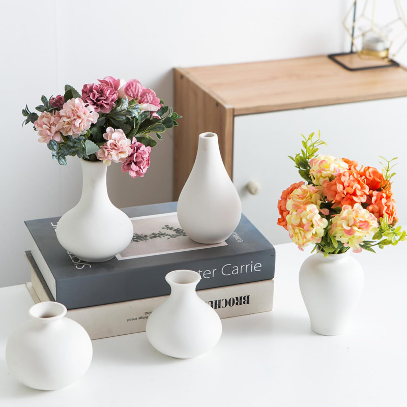 Petit ensemble de 5 vases en céramique, vase moderne, vase Bud, vase décoratif Boho pour cheminée, vestibule et salon, décorations de table maîtresse