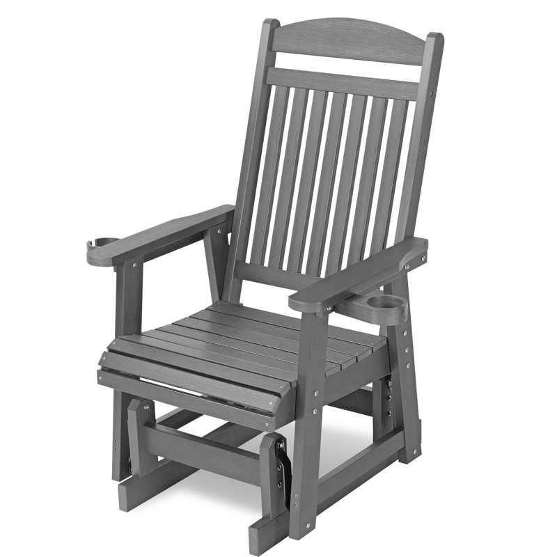 Fauteuil oscillant en poly pour bois avec porte-gobelets amovibles, Gris foncé