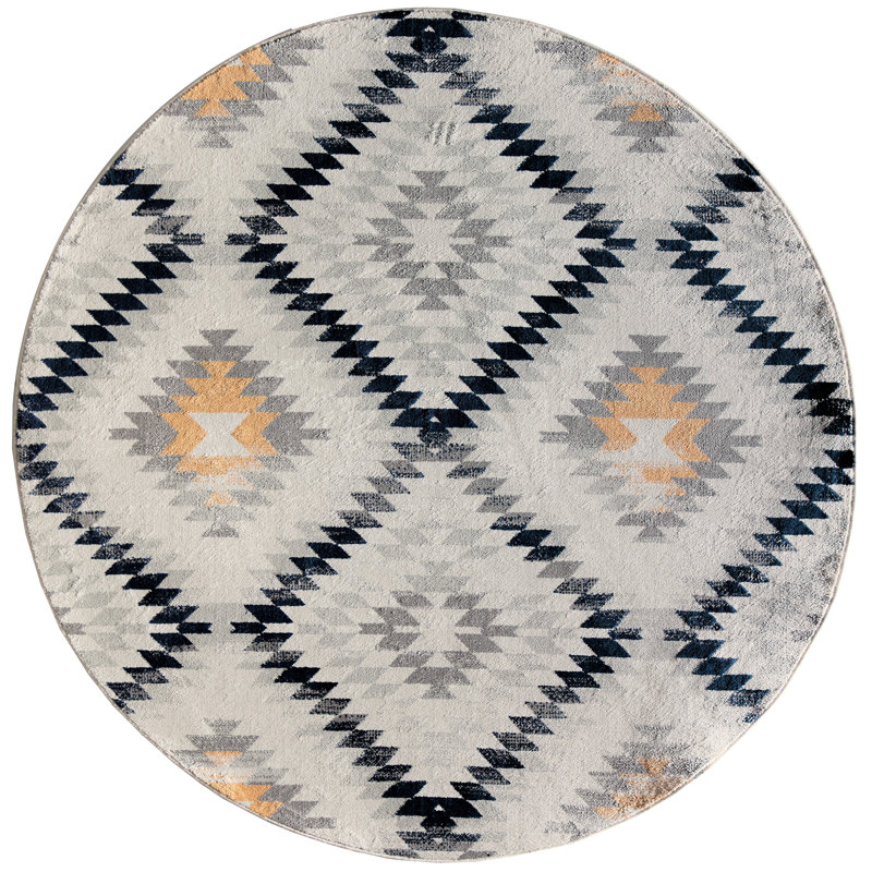 Bodrum Tribal Kilim Gold Area Rug, Round 8'
