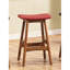 Tabourets de comptoir en bois massif (de 2), design Mid-Century moderne avec finition noyer et siège en similicuir rouge pour 2 sièges de cuisine,