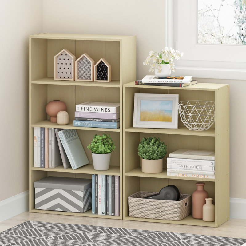 Bibliothèque standard Breylynn, Hêtre étuvé, (4 tablettes) H 41,7 po x l 23,6 po x P 9,4 po