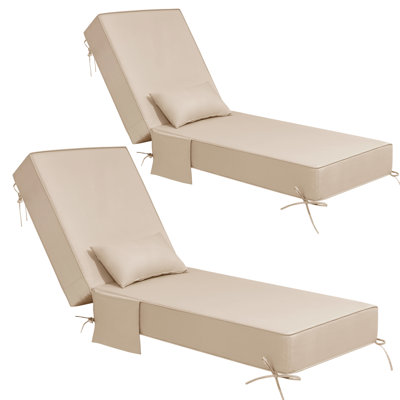 26.5'' W x 80'' D x 6'' H Outdoor Chaise Lounge Seat / Back Cushion with Pillow and Pocket