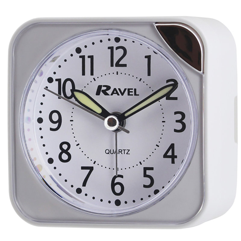 No Style Analogue Quartz Movement / Crystal Alarm Tabletop Clock, White