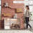 37'' White Cat Litter Box Enclosure, Hidden Indoor Litter Box Furniture With Glass Door and Light, Modern Wooden Kitty House Washroom Sideboard End Table For Large Cats