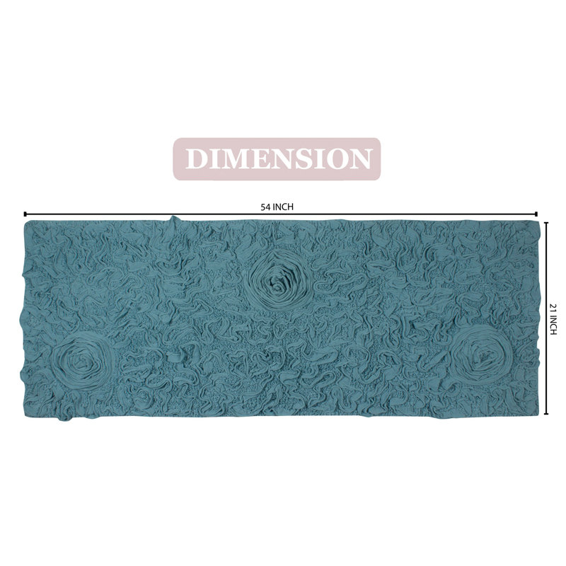 Skak Cotton Bath Rug, 21" W x 54" L, Blue