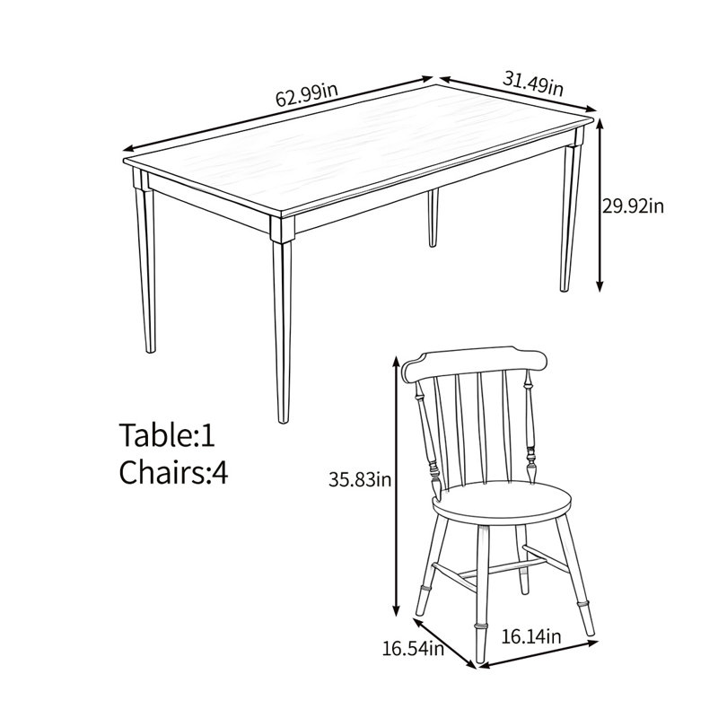 Ensemble de grande table en bois massif de haute qualité, 5