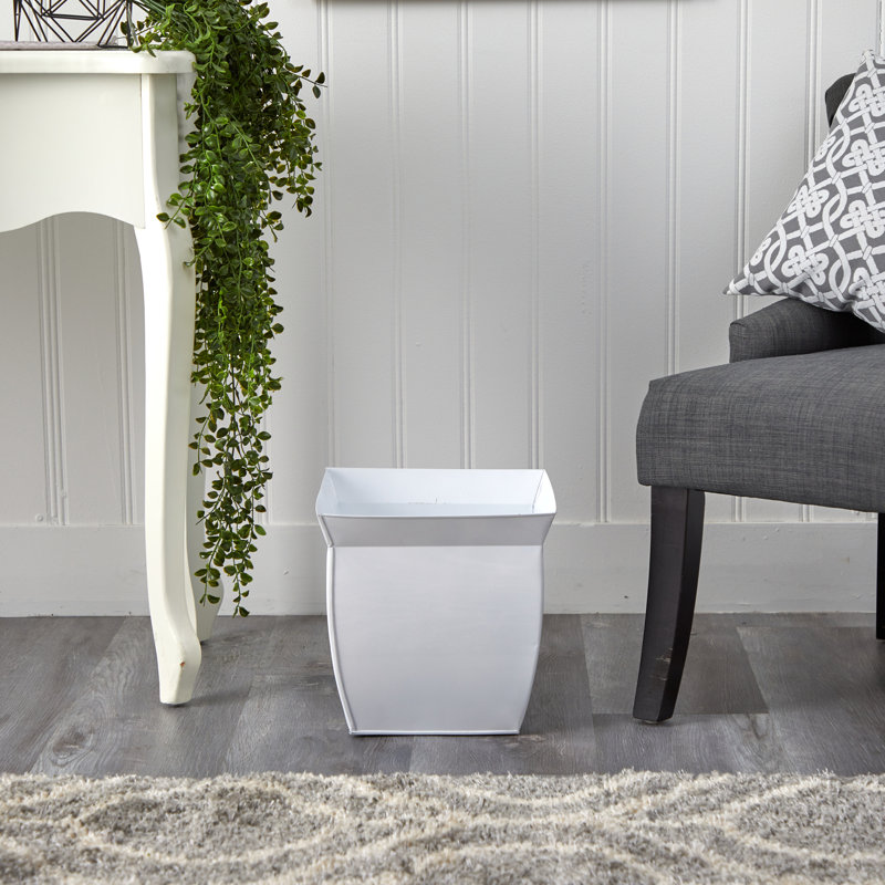 Metal Pot Planter, White, 11.5" H x 11.75" W x 11.75" D