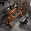 Black Walnut Colour Rectangular Hight adjustable Solid Wood + Steel desk-108205850