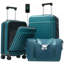 Ensemble de bagage à ouverture frontale 3 pièces, valise de transport rigide avec port USB, bagage extensible avec poignée et roulettes à verrou TSA