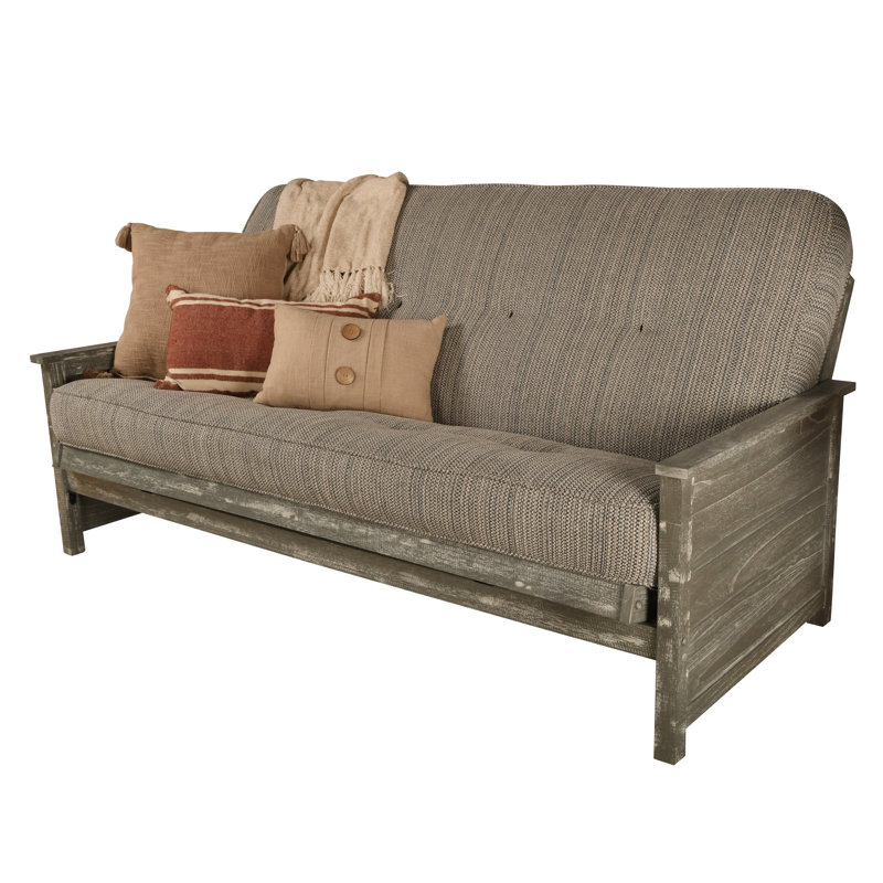 Futon de lit double avec matelas Anders, Gris patiné, Transport maritime