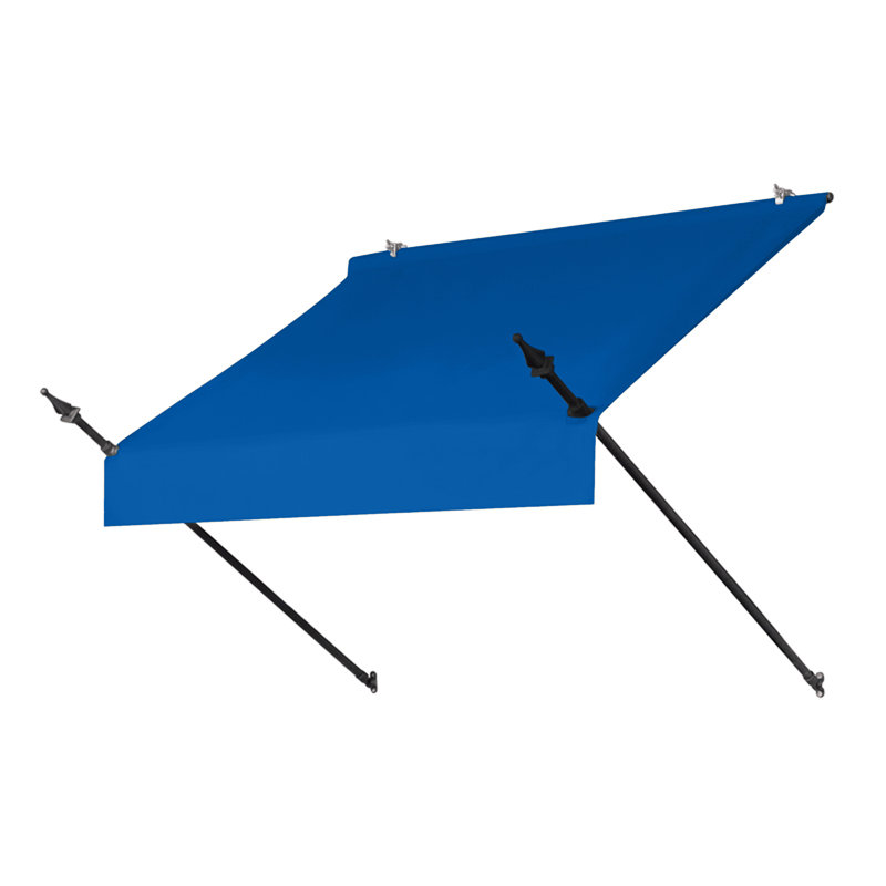 IDM Worldwide 50.5'' W x 21'' D Fabric Cover Retractable Door / Window Awning, Pacific Blue
