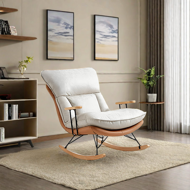 Chaise berçante moderne simple et supérieure, Blanc cassé