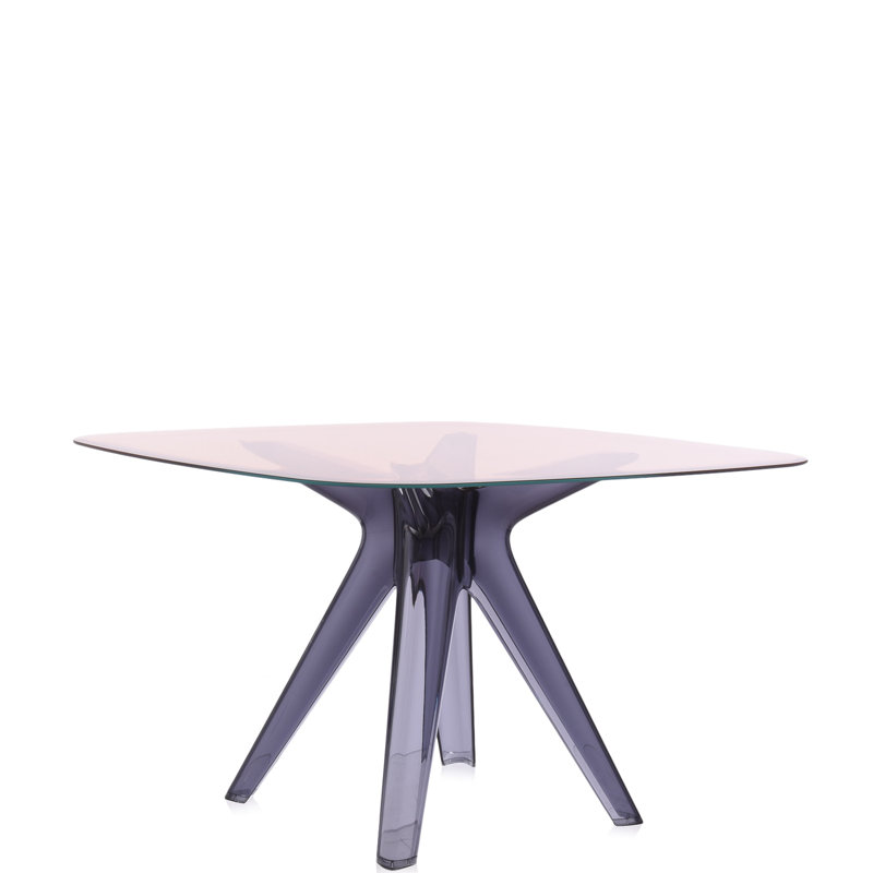 Sir Gio Square Glass Dining Table, Transparent, Pink