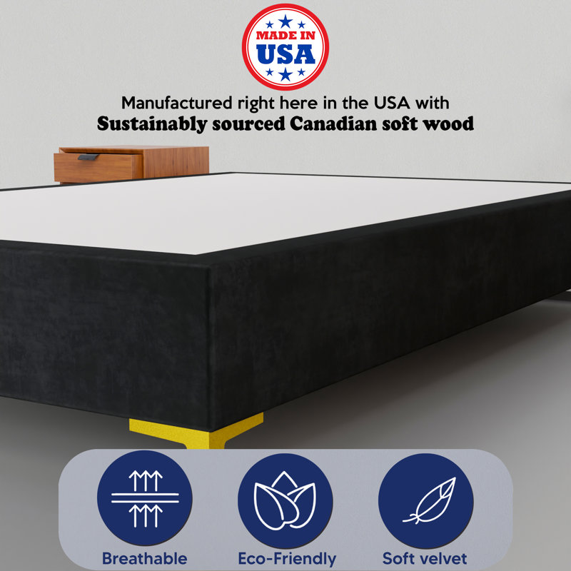 Kaslik Solid Wood Platform Bed, 14" H x 44" W x 75" L, Black