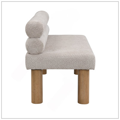 Banc de salle à manger rembourré, bout de lit, banc d'entrée, repose-pieds Boucle pour salle à manger, chambre à coucher, salon, pieds en bois d'hévéa