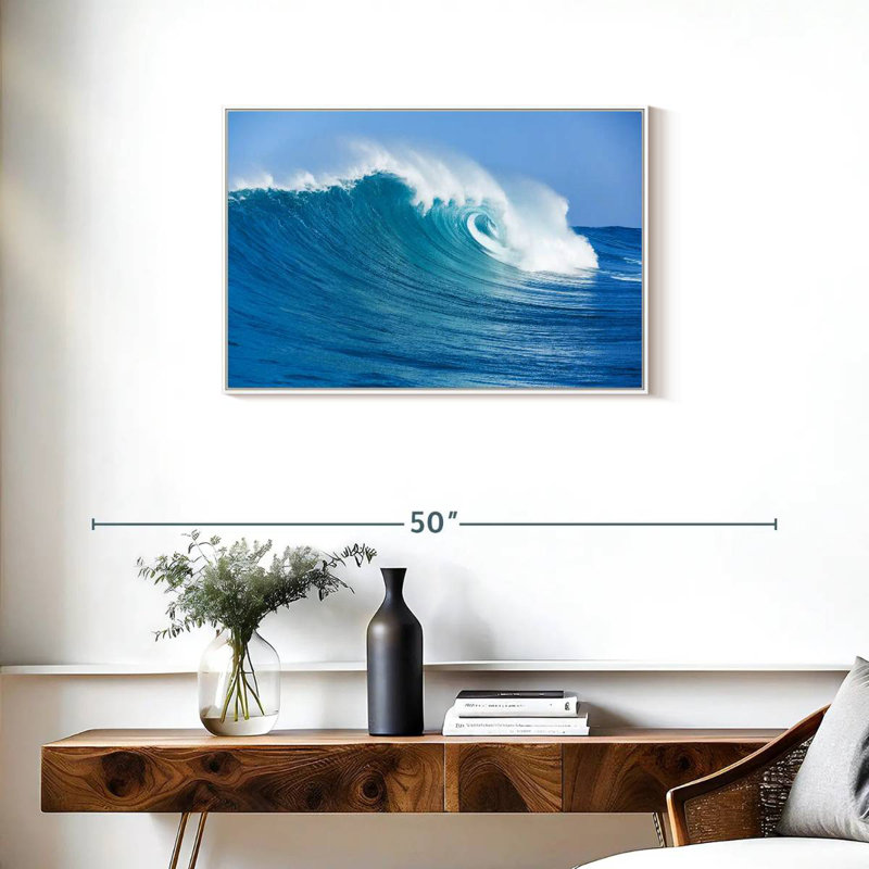 Ocean Wave Break, Cadre flottant blanc, 46 po x 31 po