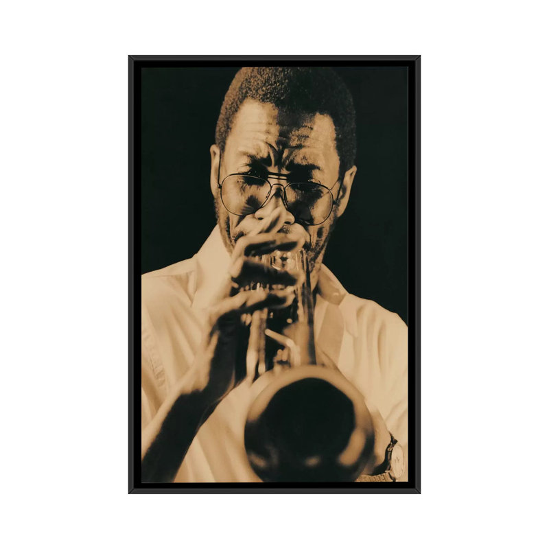 «Jazz Trumpet Player», reproduction de photo sur toile rétro, H 26 po x l 18 po x P 1,5 po, Toile avec cadre noir