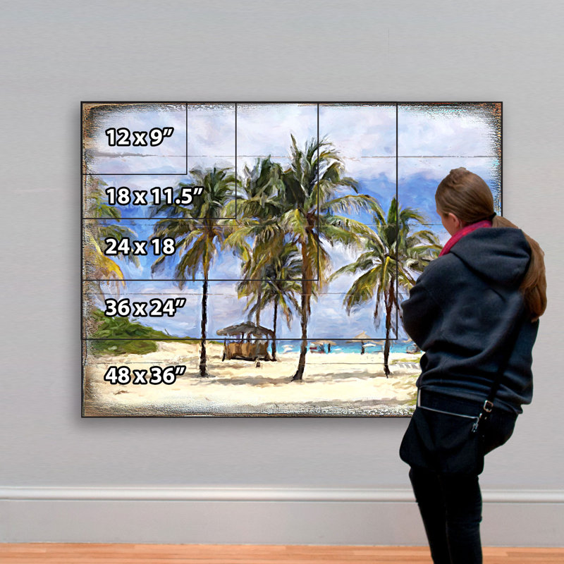 Bloc de bois de plage palm trees Sowder, H 12 po x l 18 po x P 1 po