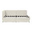 Lit simple en velours avec 2 tiroirs de rangement et revêtement beige, réglable pour une petite chambre à coucher, design moderne, rembourrage confortable, tiroirs à plateforme revêtus de bois d'eucalyptus, convertible