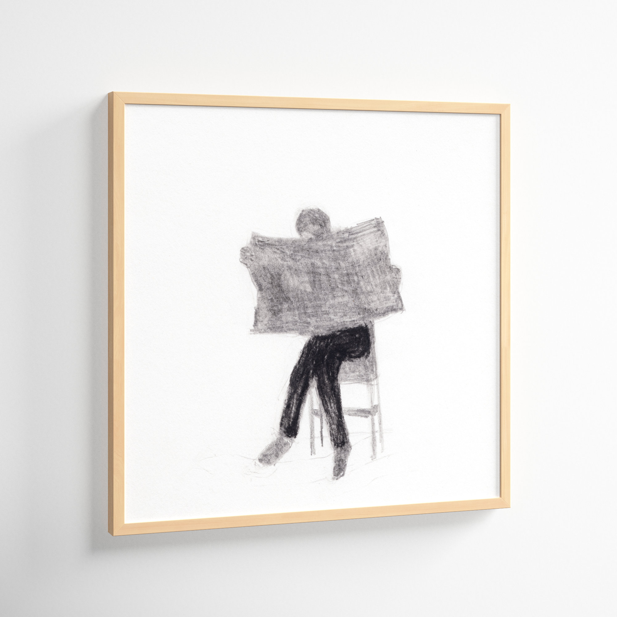 I Read The News Today by Simon Schneiderman, Brown, 24" H x 24" W